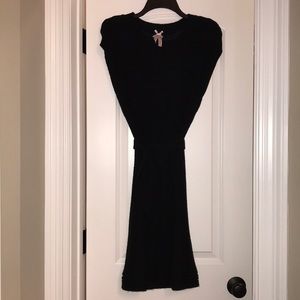 Black belted sweater dress